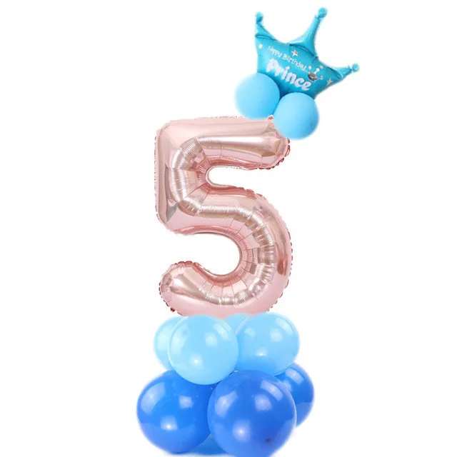 Blue set 5 1 набор, 0-9, воздушные шары в форме цифр, цифры, фольгированные шары, розовые/голубые короны, воздушные шары на день рождения, свадьбу, вечерние шары, товары для декора, воздушные шары - Цвет: Blue set 5