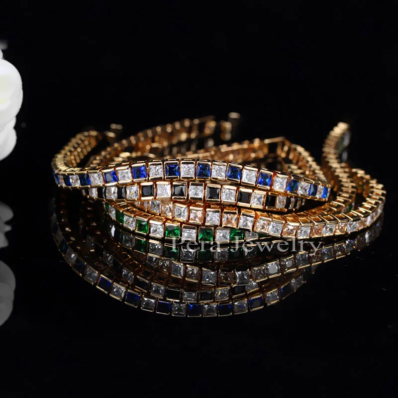 Женский вечерние с крупными квадратными фианитами золотистого цвета|bracelets for|cubic