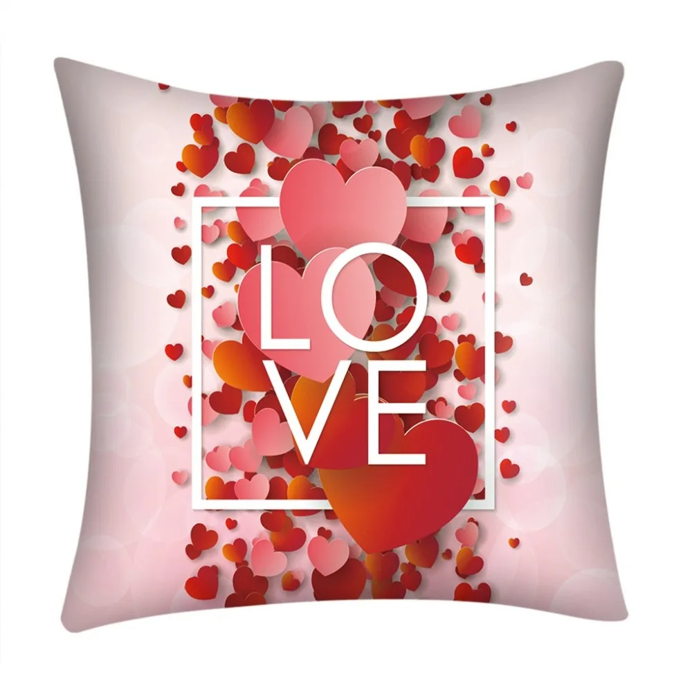 3D полиэстер квадратный День Святого Валентина Подушка с наволочкой «Love» печати бросить декоративные домашние наволочки Nordic диванные подушки подарок