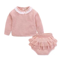 0 2 year old clothing new 2020 autumn baby girls suit knit cotton baby long sleeve blouse lotus leaf shorts baby clothing set