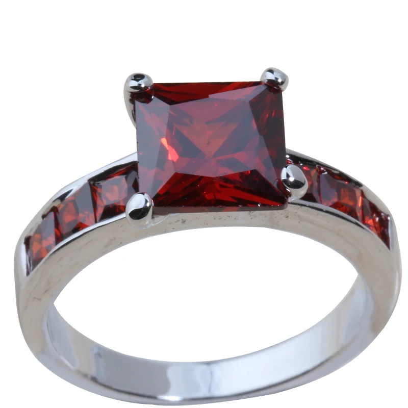Ангельский Красный Гранат 925 пробы серебро для Для женщин вечерние Jewelry Кольцо
