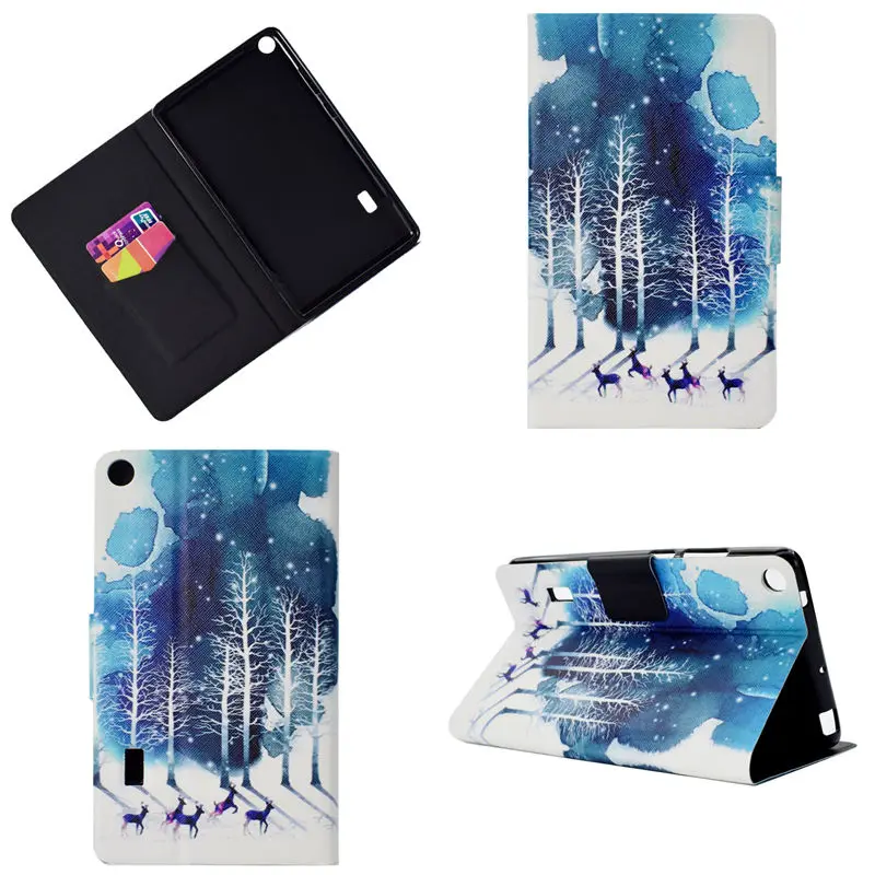 For Huawei Medipad T3 7.0 wifi Case PU front prop stand cover MediaPad BG2-W09 7 Inch Fashion Printed funda case+ Pen | Компьютеры и