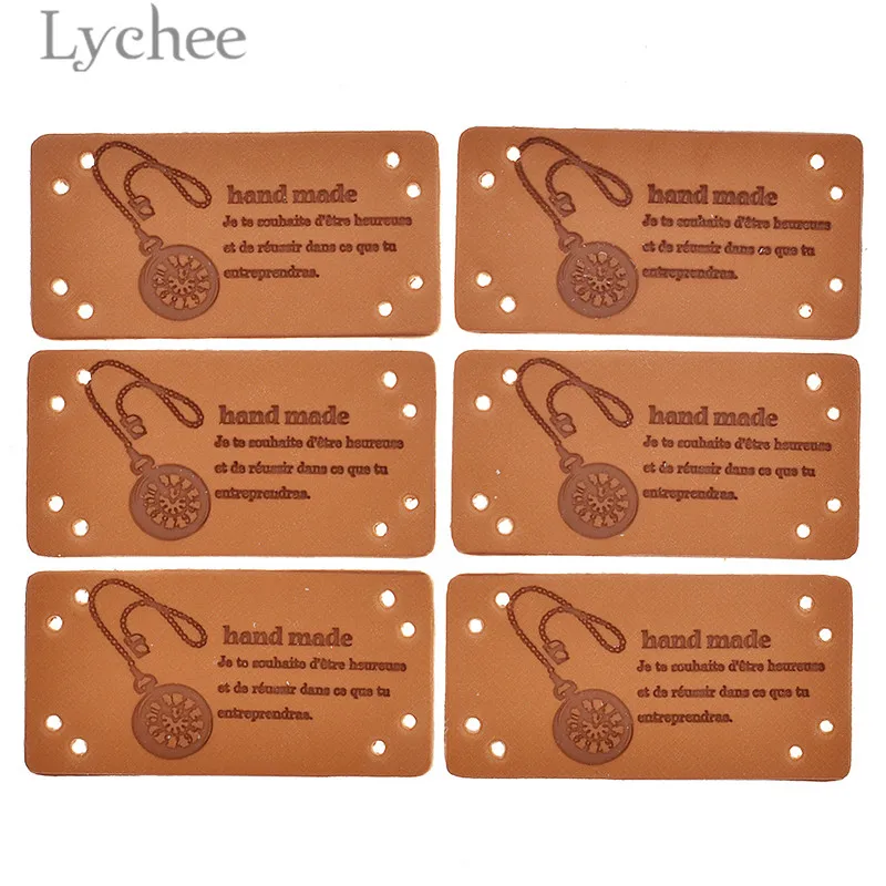 Этикетки Lychee Life из искусственной кожи ручной работы 20 шт. кнопки ножницы узор