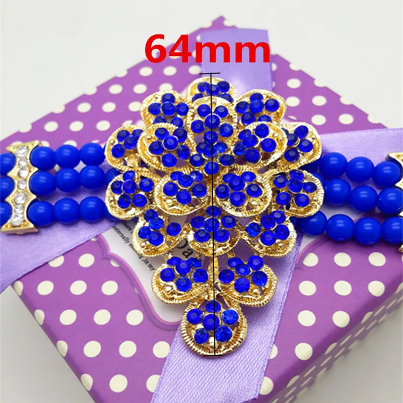 Fashion women Gold-color African Blue Bead Jewelry Set women's wedding jewelry dress bridal accessories earrings necklace ring |