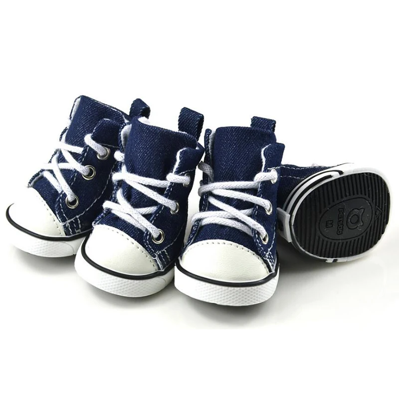 4 шт. джинсовая обувь для собак противоскользящие водонепроницаемые спортивные