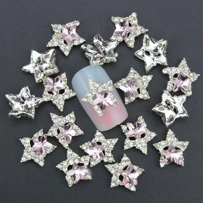 10 шт. 3D украшения для дизайна ногтей Diy Блестящий серебряный сплав очаровательные