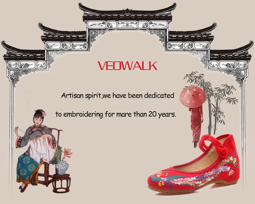 Veowalk/винтажная женская обувь на среднем квадратном каблуке с вышивкой; парусиновые туфли-лодочки для элегантных женщин; женская хлопковая обувь с вышивкой в китайском стиле