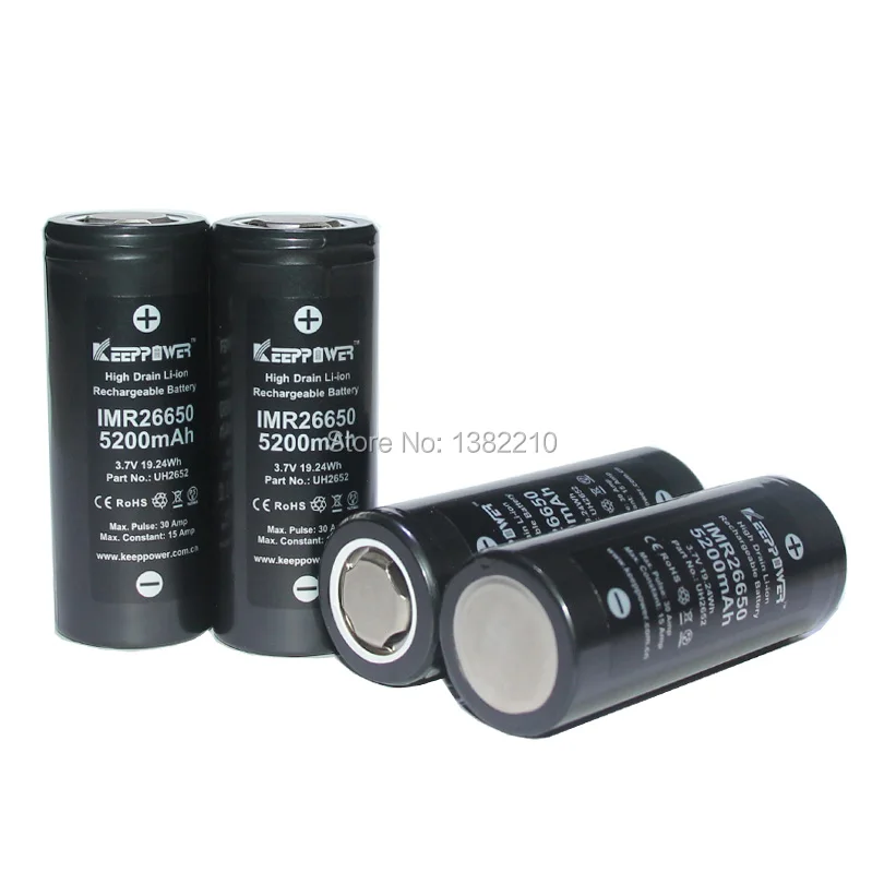 2 шт./лот Keeppower 3 7 V 26650 IMR26650 5200mAh 15A разрядный Аккумулятор для электронной