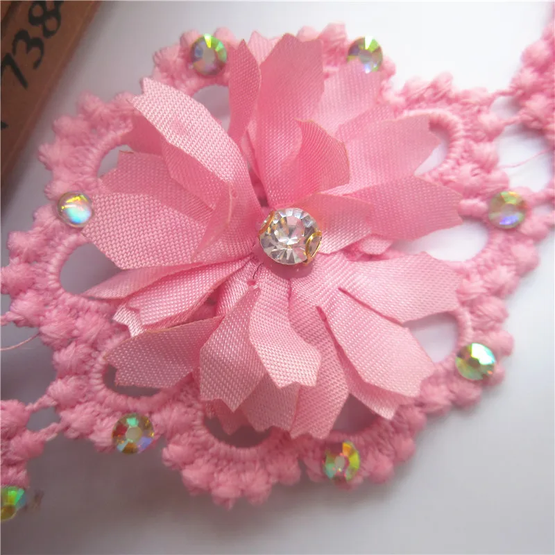 20X 6.5CM Cotton Chiffon Diamond Flowers Embroidered Lace Trim Ribbon Fabric Sewing Craft For Costume Wedding Dress Decoration | Дом и сад