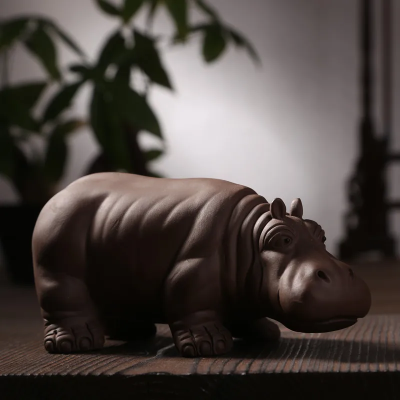 Аутентичные Yixing фиолетовая глина бутика Hippo чайные животные для украшения