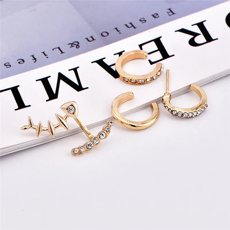Костяные серьги для женщин и девочек 4 шт./компл. модные с кристаллами в стиле панк