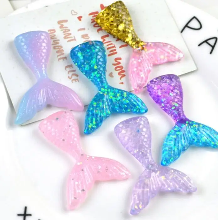 mix color Kawaii Русалка из смолы хвост DIY плоские резиновые кабошоны аксессуары 11 цветов на выбор - Color: mix color