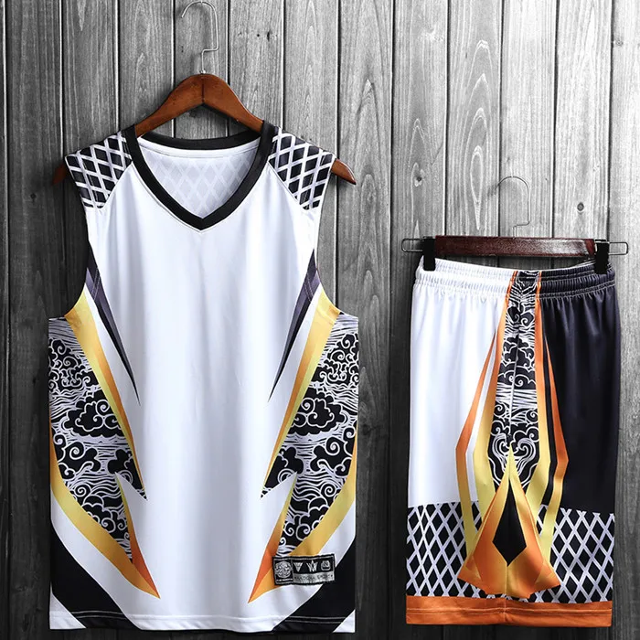 YW1745 black set Одежда высшего качества для мужчин и женщин Детский Баскетбол майки комплект Униформа спортивный костюм тренировочные рубашки шорты дышащий боковой карман на заказ печати - Цвет: YW1745 black set