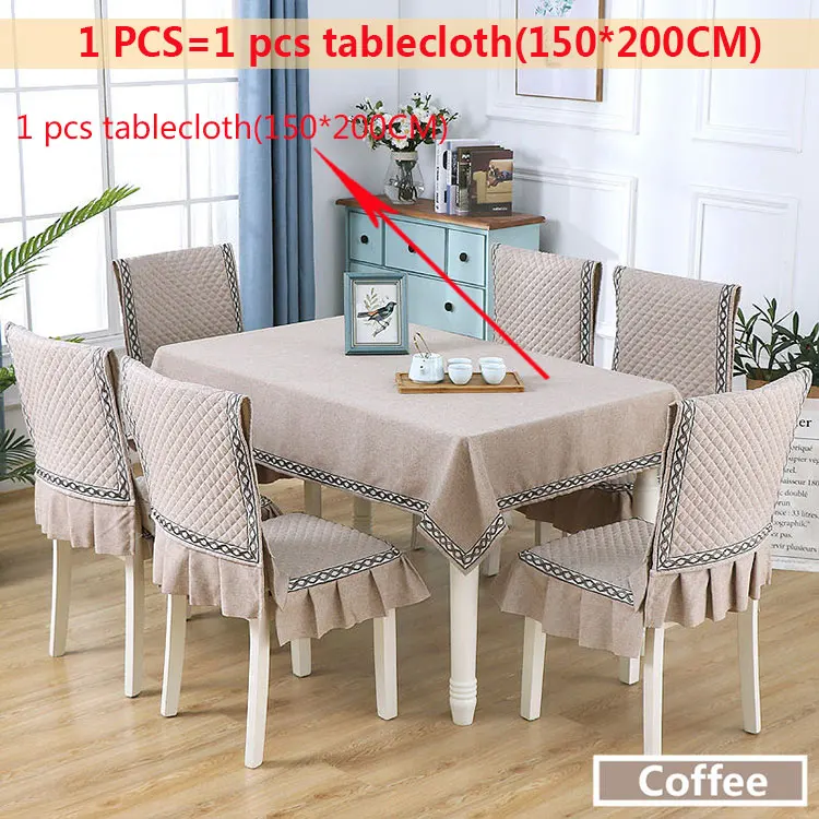 Coffee1pcs-150x200cm Простой стиль льняная скатерть противоскользящая крышка стула подушка для столовой Пыленепроницаемая скатерть 130*180/150*200 см крышка стола - Color: Coffee1pcs-150x200cm