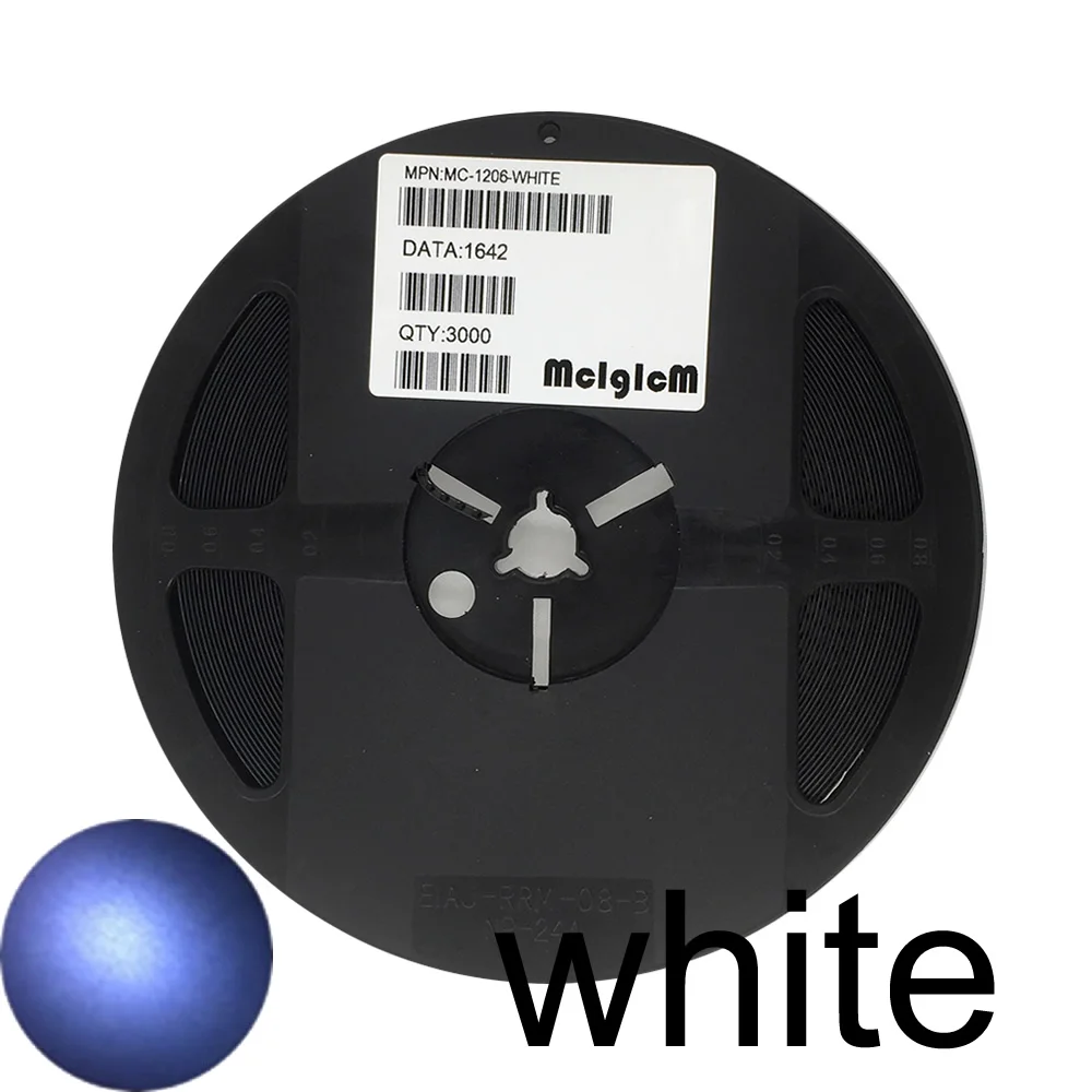 white MCIGICM 3000 шт. 1206 SMD светодиодный светильник зеленый желтый красный белый синий - Цвет: white