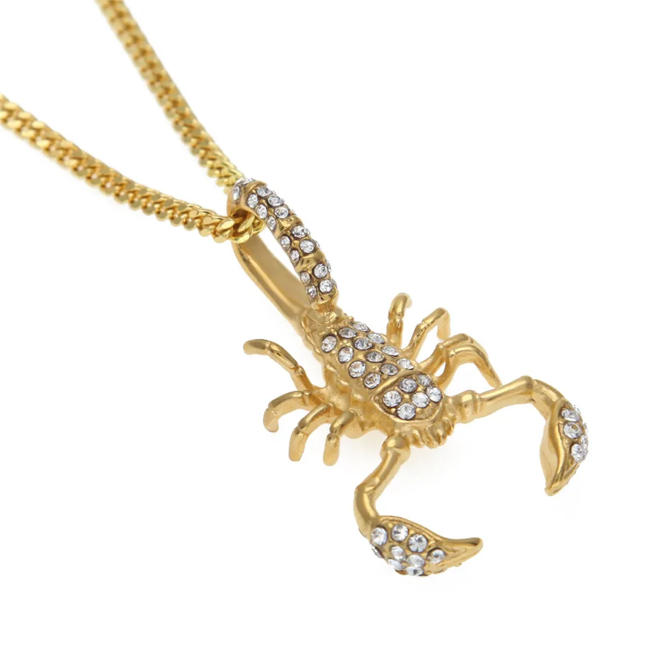Кулон в виде скорпиона из нержавеющей стали золотого цвета|scorpion pendant|f pendantrhinestone
