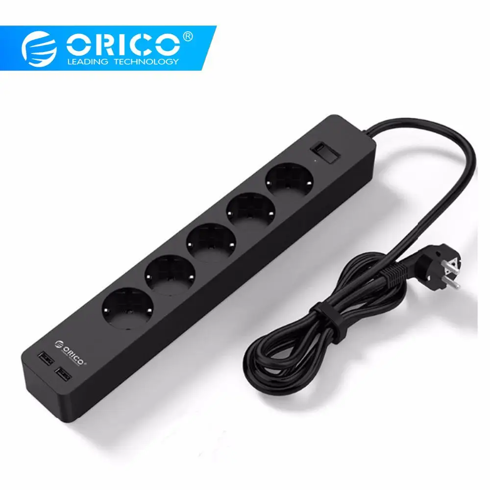 ORICO 3/5 AC+ 2 USB блок питания с USB электронной розеткой для дома и офиса, защита от перенапряжения, ЕС вилка, удлинитель, умная розетка