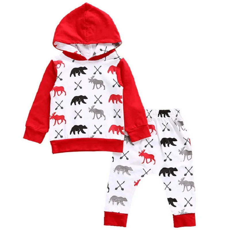 

2018 Christmas Baby Boy Clothes Suits Newborn Hoodies Sweatshirts Trouser Cotton Clothing Set X'MAS Deer Kids Jumpsuit Outfits