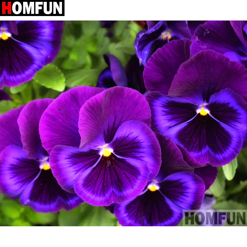 Алмазная 5d картина HOMFUN фиолетовый цветок вышивка крестиком с полными