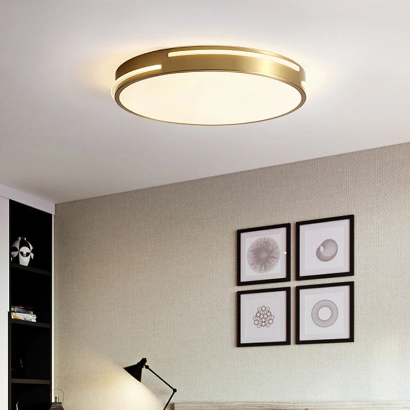 Скандинавский медный потолочный светодиодный светильник для спальни простой