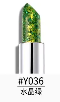 Crystal Lipstick Plant Jelly Crystal Diamond Gold Foil Lipstick Crystal Temperature Sense Lipstick Waterproof Lasting - Цвет: Зеленый