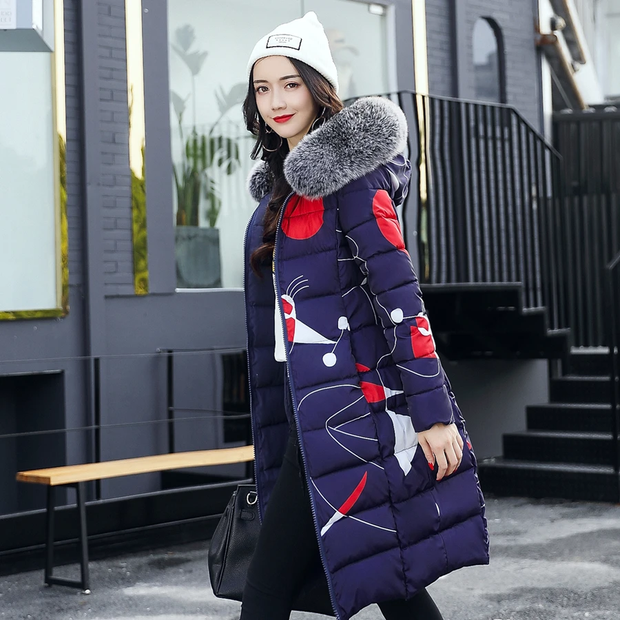 Женское зимнее пальто новинка 2017 большие размеры Длинные парки с меховым