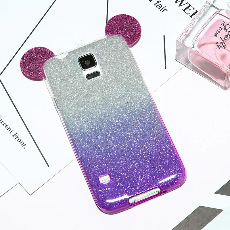 Милый Микки и Минни Маус уха блеск чехол для телефона Samsung Galaxy S5 S6 S7 край S8 S9 плюс A3