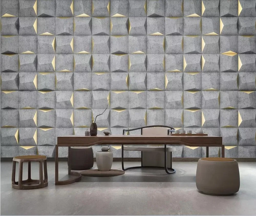 3D геометрическая бетонная цементная стена для гостиной декоративные настенные