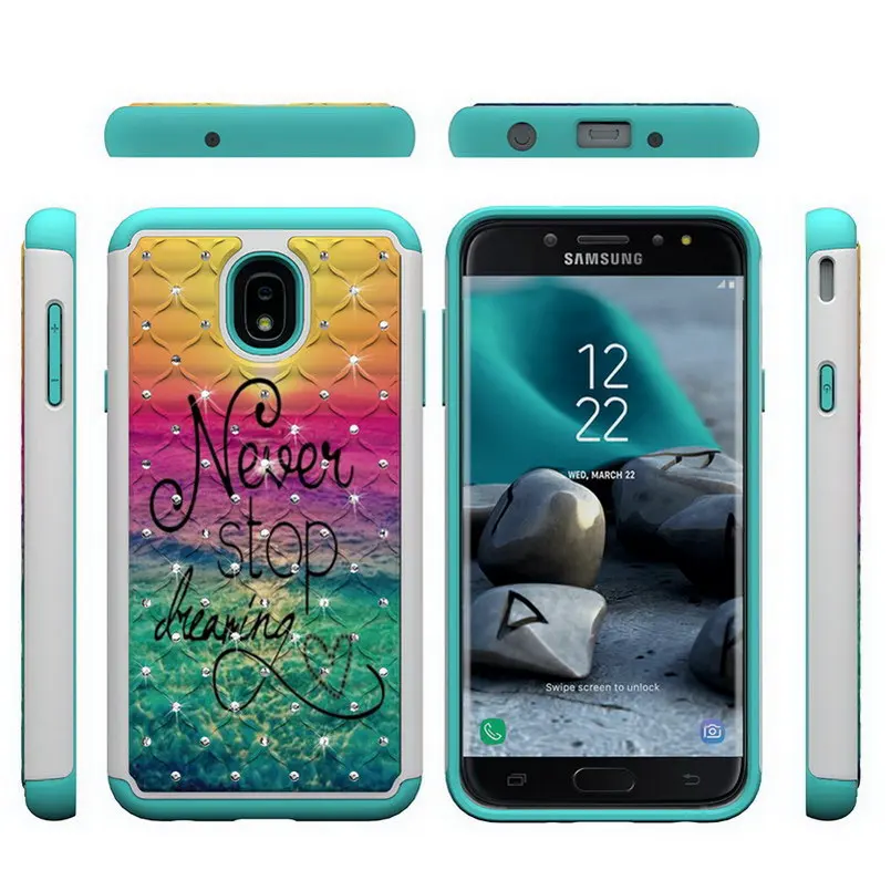 Case for Samsung Galaxy J7 2018 US Version Painted PC and TPU Bling Glitter Diamond Cover Funda | Мобильные телефоны и