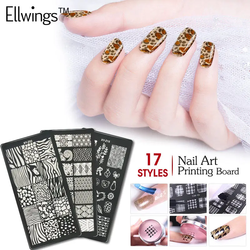 Ellwings новый дизайн ногтей доска шаблон изображения DIY Plaat Геометрическая Печать