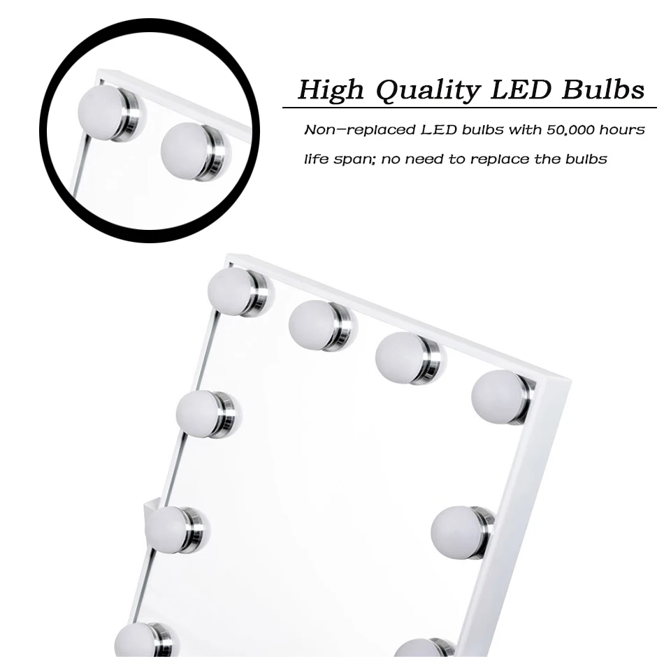 Waneway Голливуд Стиль белый Макияж косметическое зеркало с свет затемнения