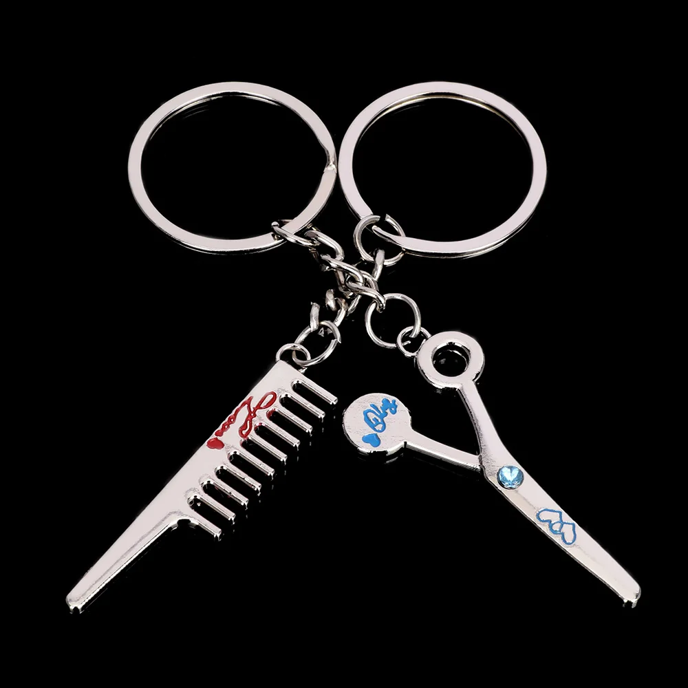 2pcs Scissors and Comb Key Ring Car Keyfob Couples Romantic Keychain Lover Gift Interior Accessories | Автомобили и мотоциклы