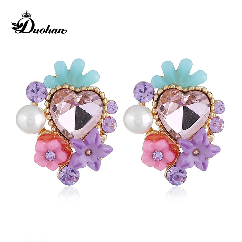 Серьги в форме цветка кристалл серьги гвоздики модные ювелирные