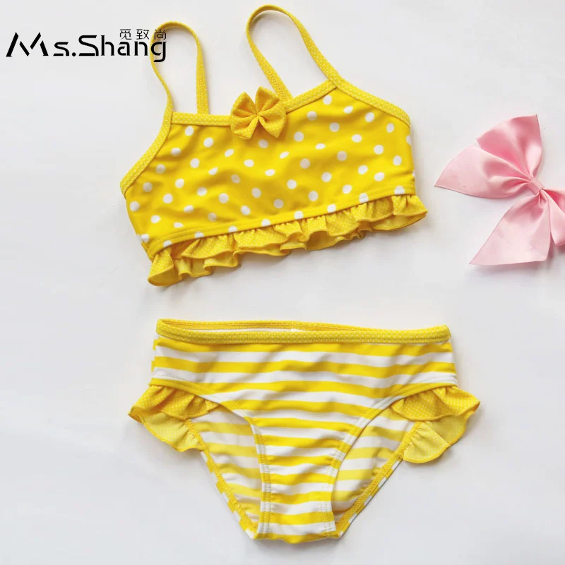 Ms. Shang/купальный костюм в горошек для маленьких девочек детский купальный детей