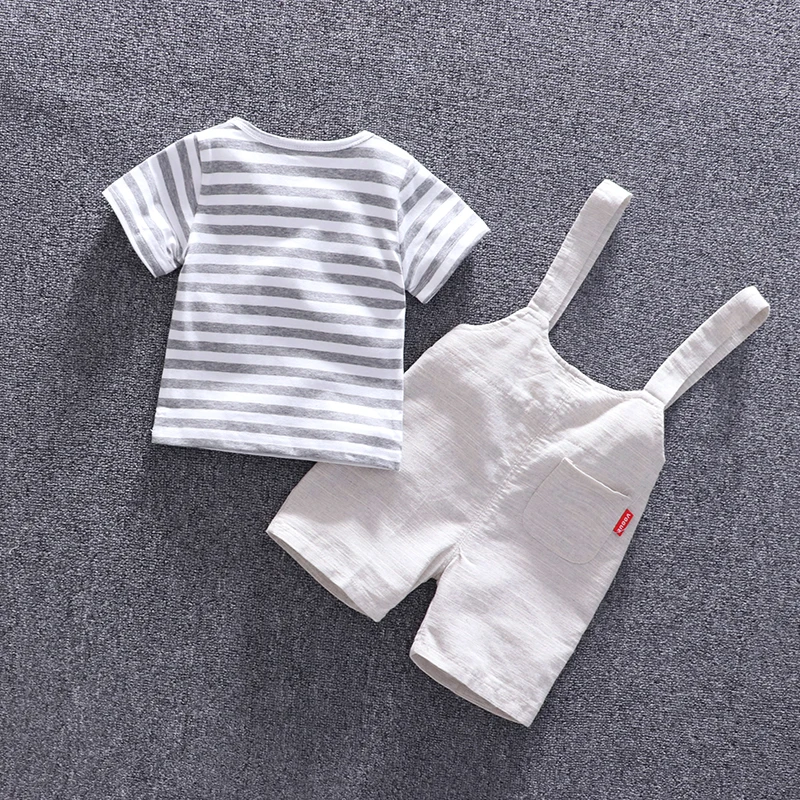 Мода 2019 года комплект одежды для мальчиков летний хлопковый жилет в полоску с