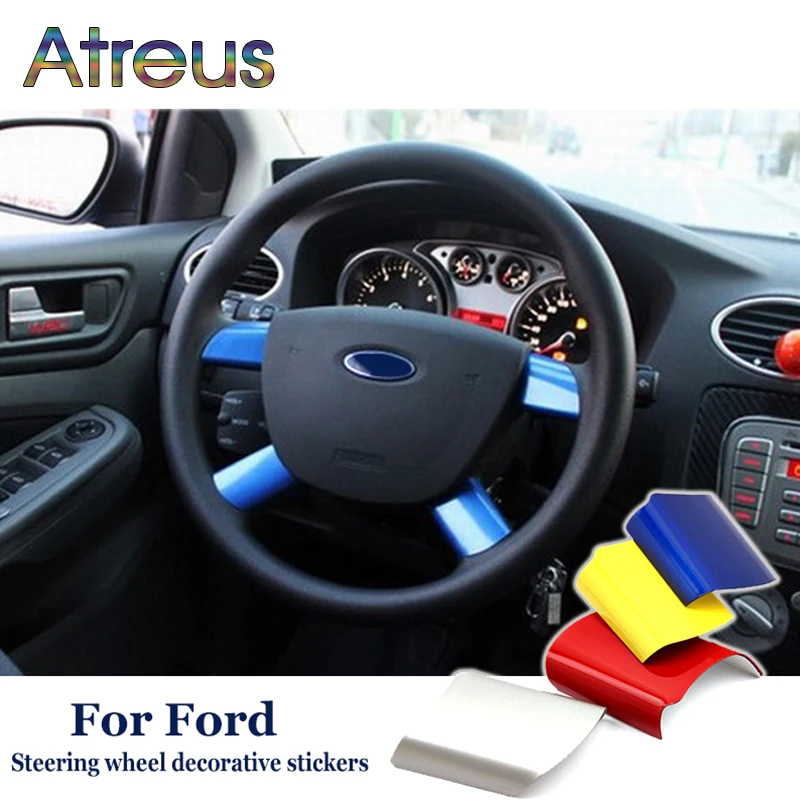 

Atreus 4pcs Stainless Steel Steering Wheel Decoration Cover Trim Sticker for 2005-2011 Ford Focus 2 MK2 Auto Accessories