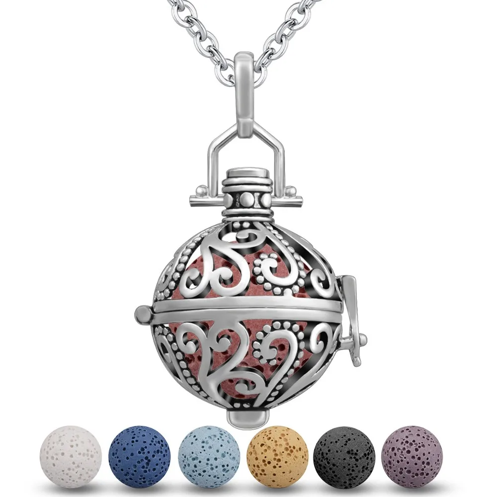 

Eudora 16mm Lava Stone Aromatherapy Diffuser Necklace Pendant Essential Oil Perfume Necklace Fashion Jewelry for Women Gift H064