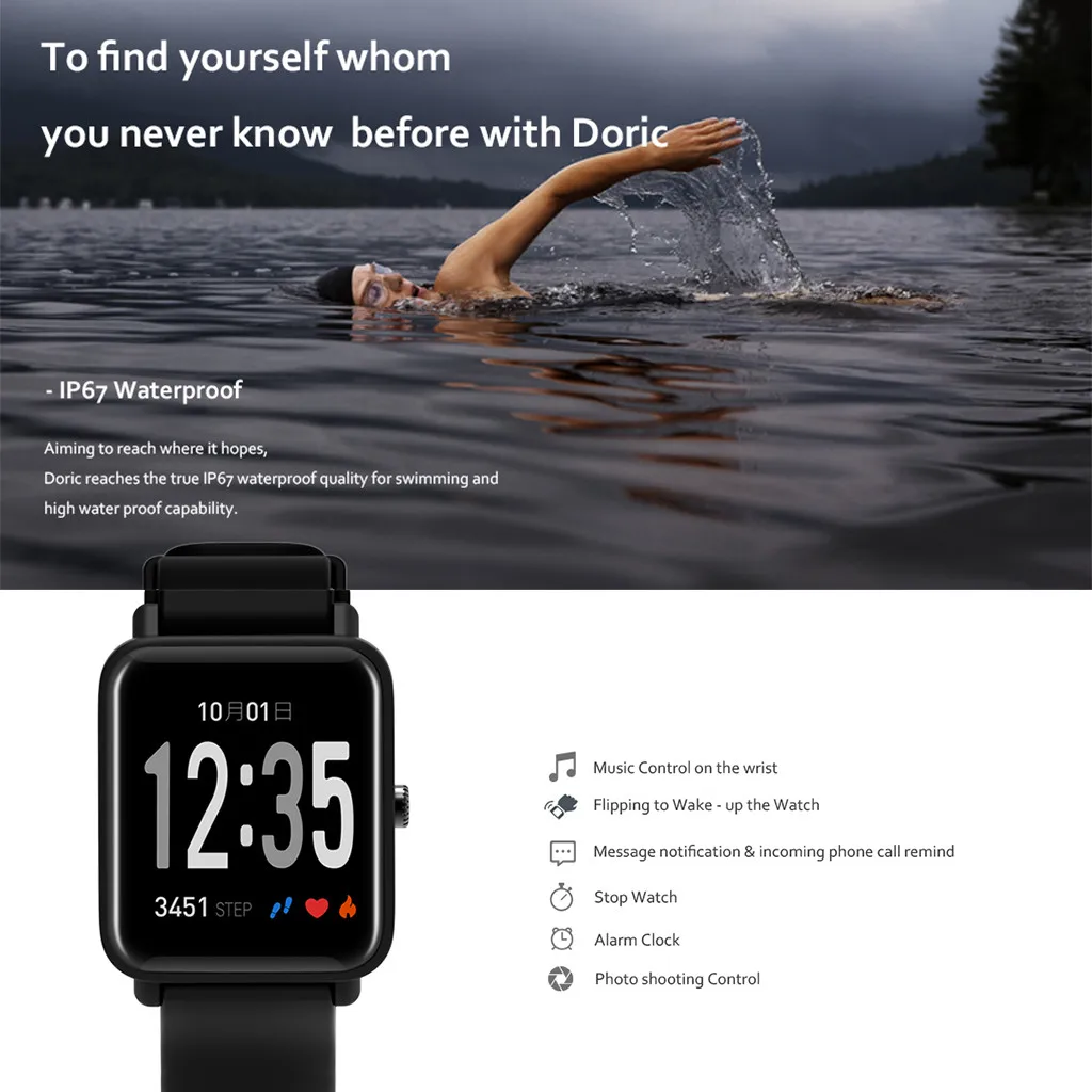 Beautyss DO10 умный Браслет IP67 Поддержка секундомер часы amazfit bip трекер активности браслет пульсометр для iphone