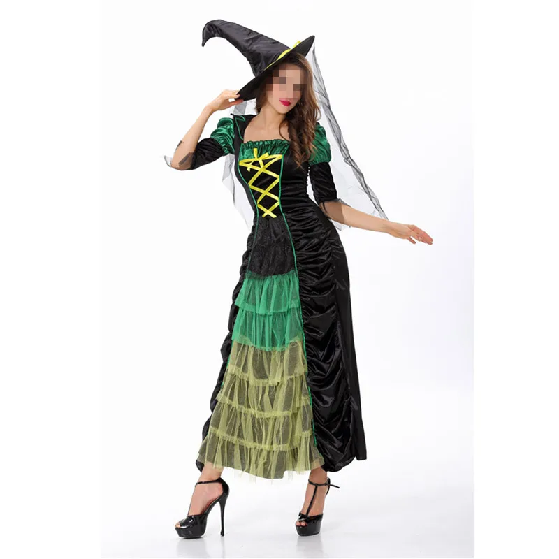 

Free Shipping Sexy Adult Witch Halloween Fancy Dress Costume Women Masquerade Party Halloween Stage Role Show Cosplay Costume