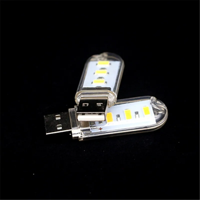 Мини USB светодиодный Ночной светильник, походная лампа для чтения, лампа для ноутбука, компьютера, ноутбука, мобильного зарядного устройства, 3 светодиодный s 8 светодиодный s теплый белый