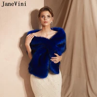 janevini fashion royal blue winter faux fur shawl bridal wrap cloak women bolero fourrure shrug warm outwear wedding accessories