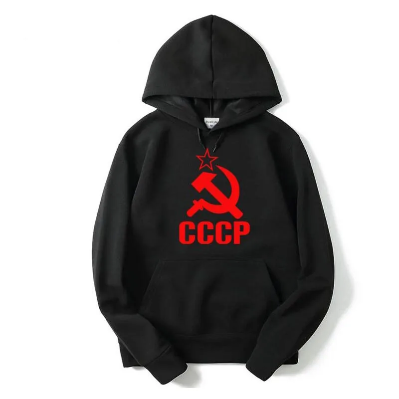 CCCP красная Новинка мужские толстовки с капюшоном из хлопка длинным рукавом