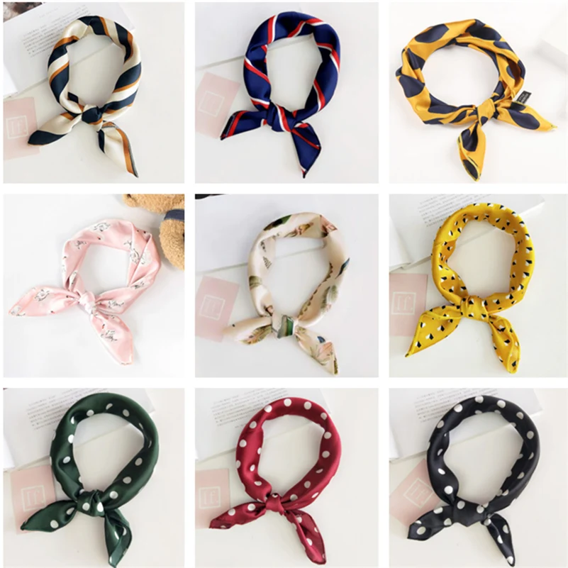 

47cm square stylish multi-colors printed silk scarves scarf necktie kerchief hairband headscarves hair jewelry for women