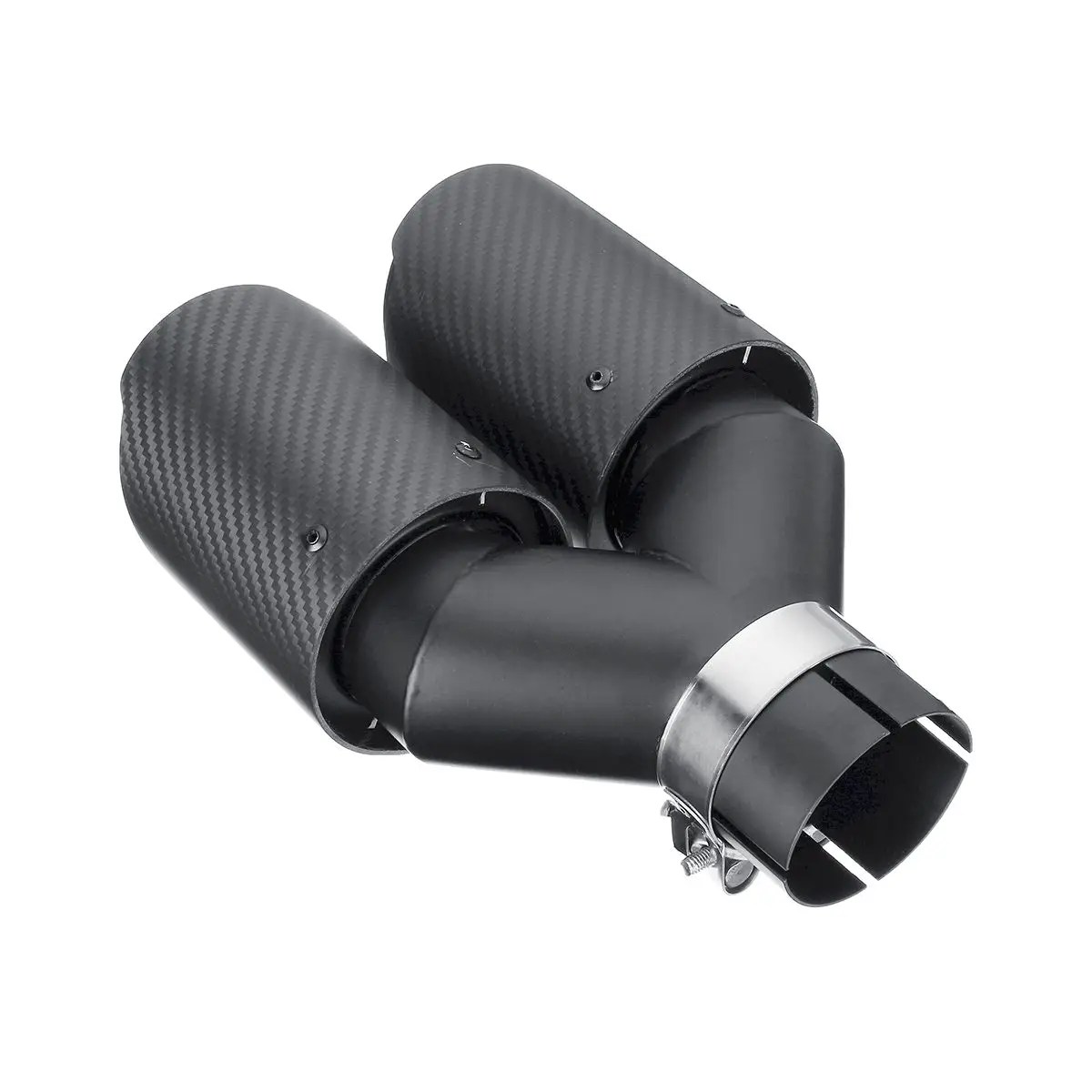 Carbon Fiber Black 63 мм двойная выхлопная труба универсальная из настоящего углеродного волокна матовый черный глушитель наконечник Хвостовая труба автомобильные аксессуары - Цвет: Carbon Fiber Black