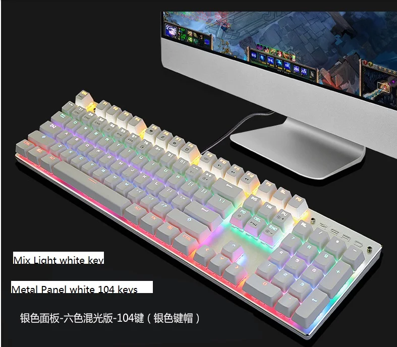 Игровая механическая клавиатура METOO проводная с 87/104 клавишами защитой от