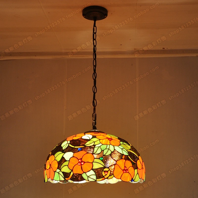45 см европейские богатые цветы стеклянная люстра Tiffanylamp Ресторан Бар