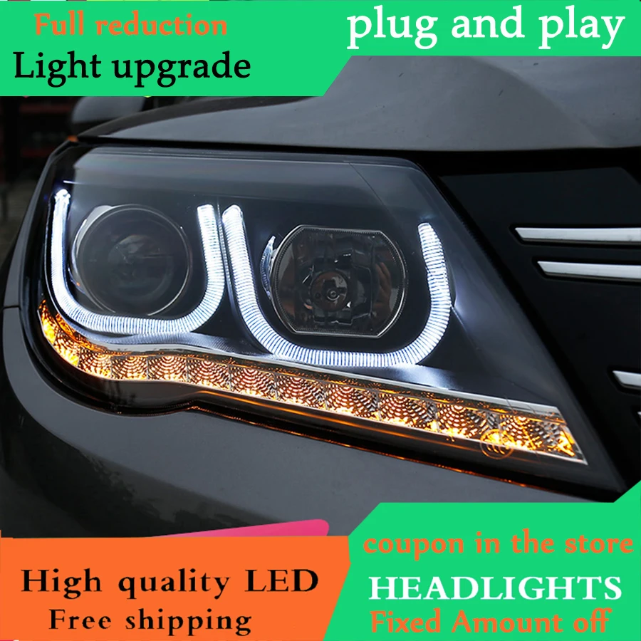 Автомобильный Стайлинг для VW Tiguan фары 2010 2012 светодиодные DRL Bi Xenon линзы дальнего