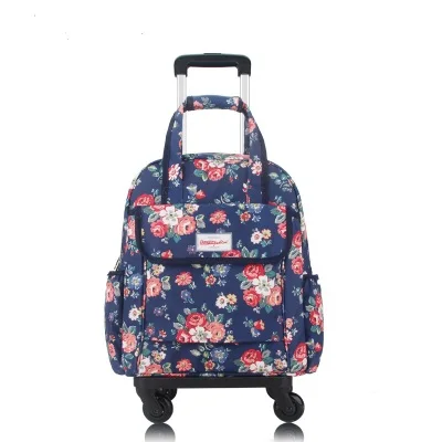 Women Travel Trolley Bags travel Backpack with wheel Rolling luggage trolley backpack waterproof Oxford Rolling Baggage Suitcase - Цвет: not Uninstall
