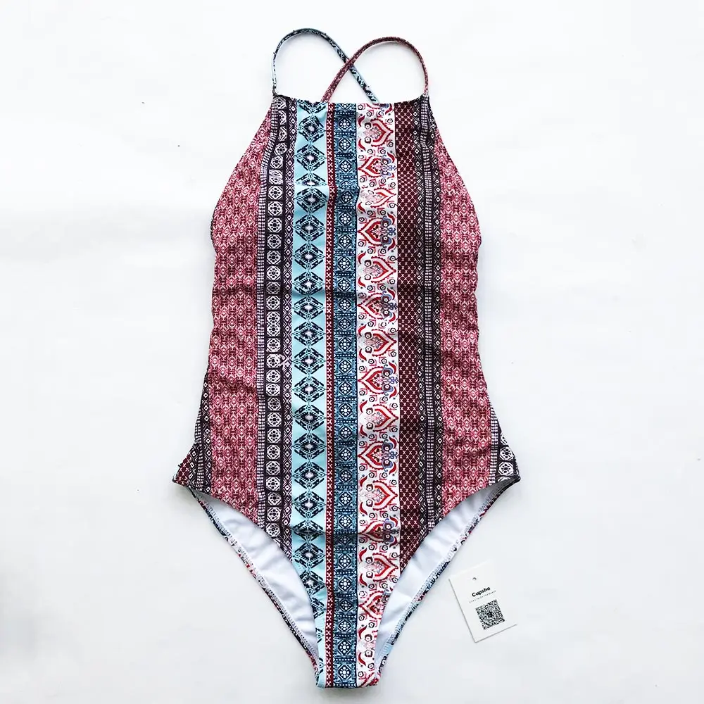 CUPSHE, стоячий у вас, с принтом, Цельный купальник, женский, на шнуровке сзади, летний, сексуальный, монокини, для девушек, для пляжа, купальник - Цвет: CYY11308