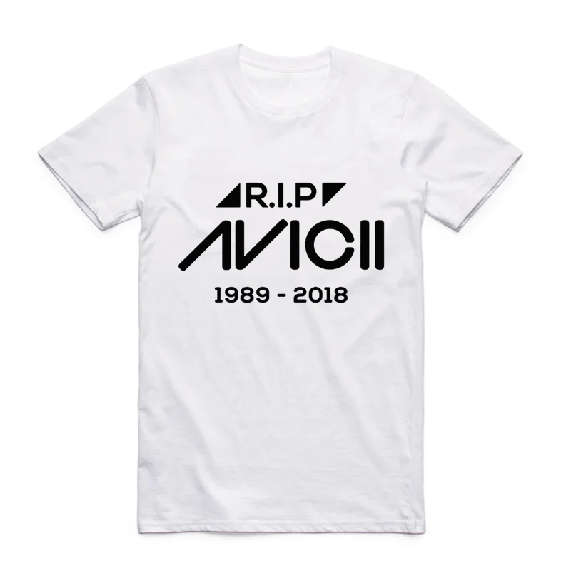 Music Dj Avicii R.I.P 1989 2018 футболка с короткими рукавами и круглым вырезом Летняя
